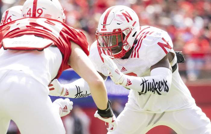 Caleb Tannor 2022 Nebraska football spring game